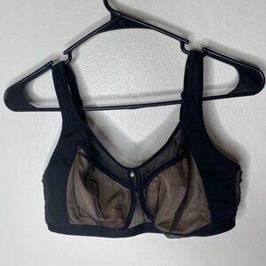 Modern movement black lace unlined wireless bra 34D